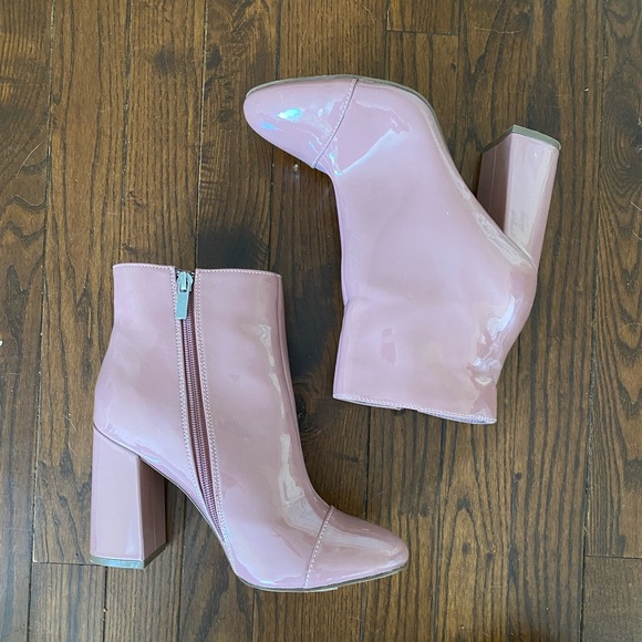 Ever New pink patent faux leather heeled boots - Picture 1 of 5